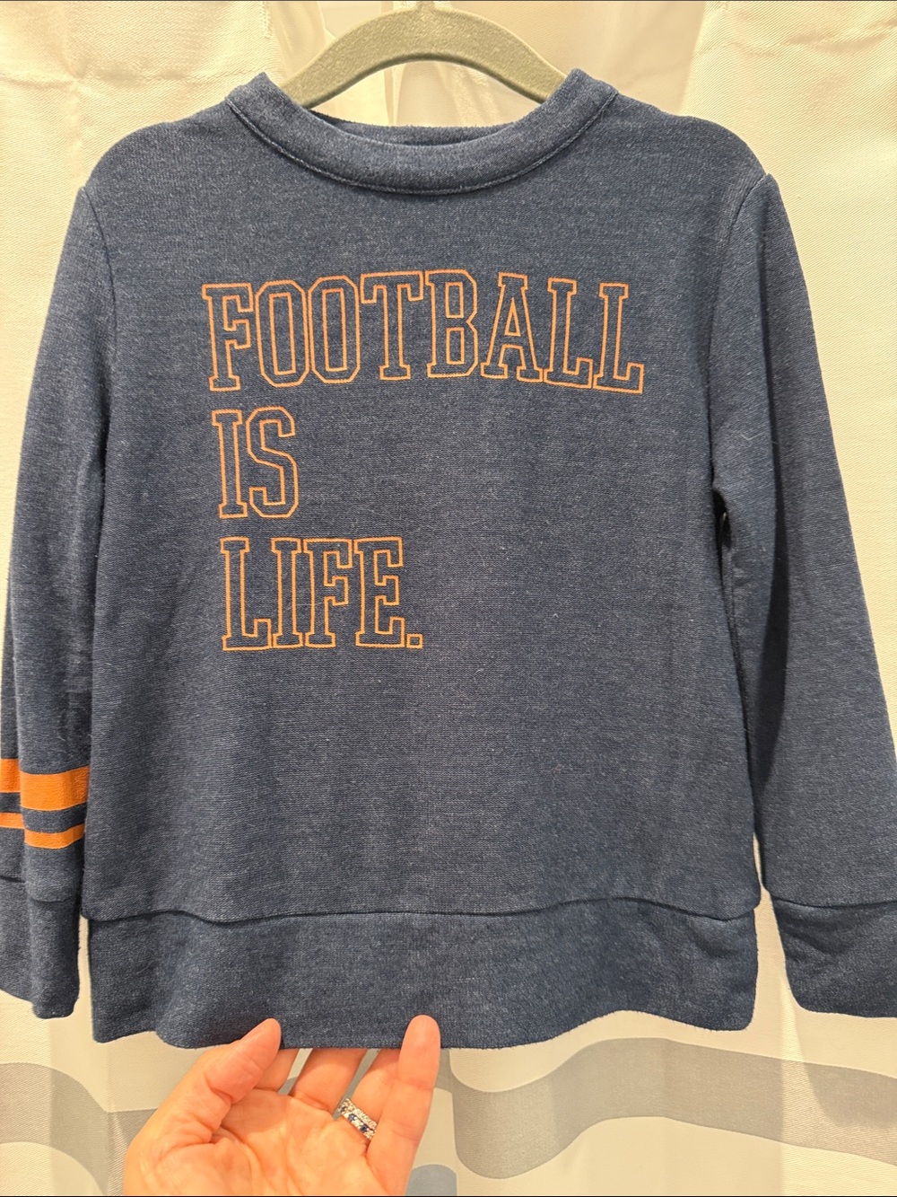 Chaser Kids Navy Lightweight Sweatshirt with Orange 'Football Is Life' Graphice
